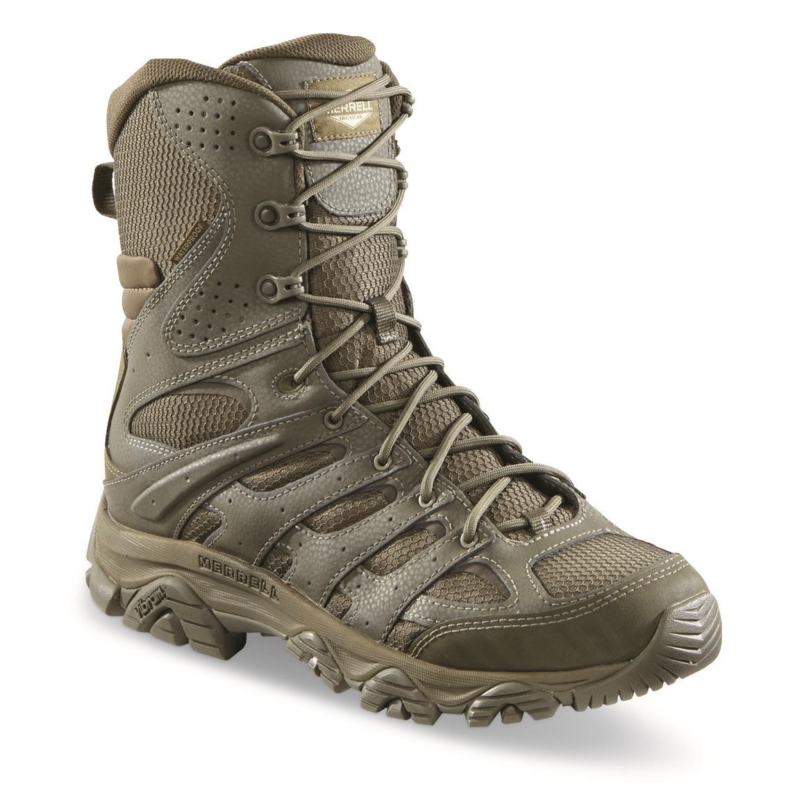 Merrell Men's Moab 3 8" Tactical Zip Waterproof Olive Boot
