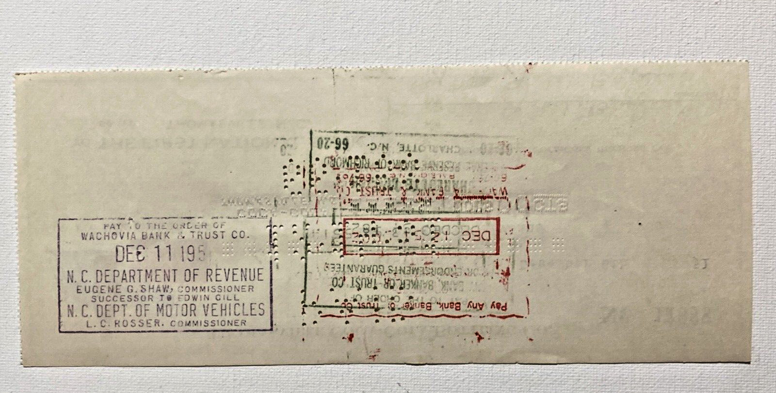 1951 Coca-Cola Bottling CO Coke Canceled Check Thomasville, N.C. National Bank.