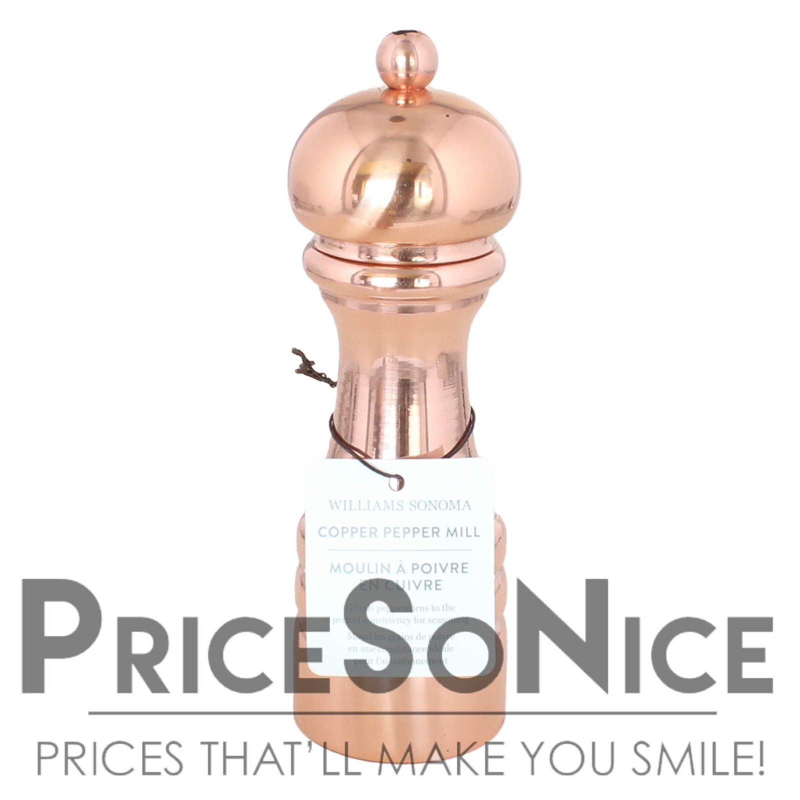 Williams Sonoma Copper Pepper Mill - 7" Grade B MSRP $130