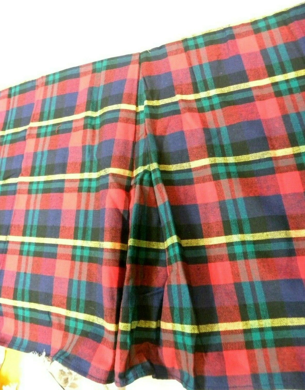 NWT POLARFLEECE Plus Flannel Bed Skirt Red-Multicolor Plaid Full Flaw