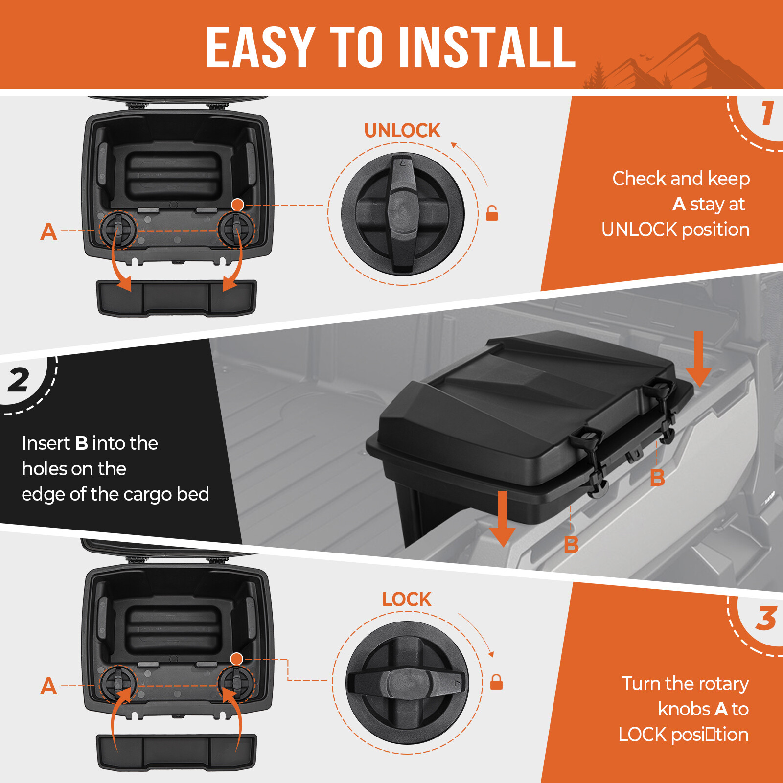 Cargo Storage Bed Box For Can Am Defender HD5/ HD8/ HD10 MAX Commander 2016-2023