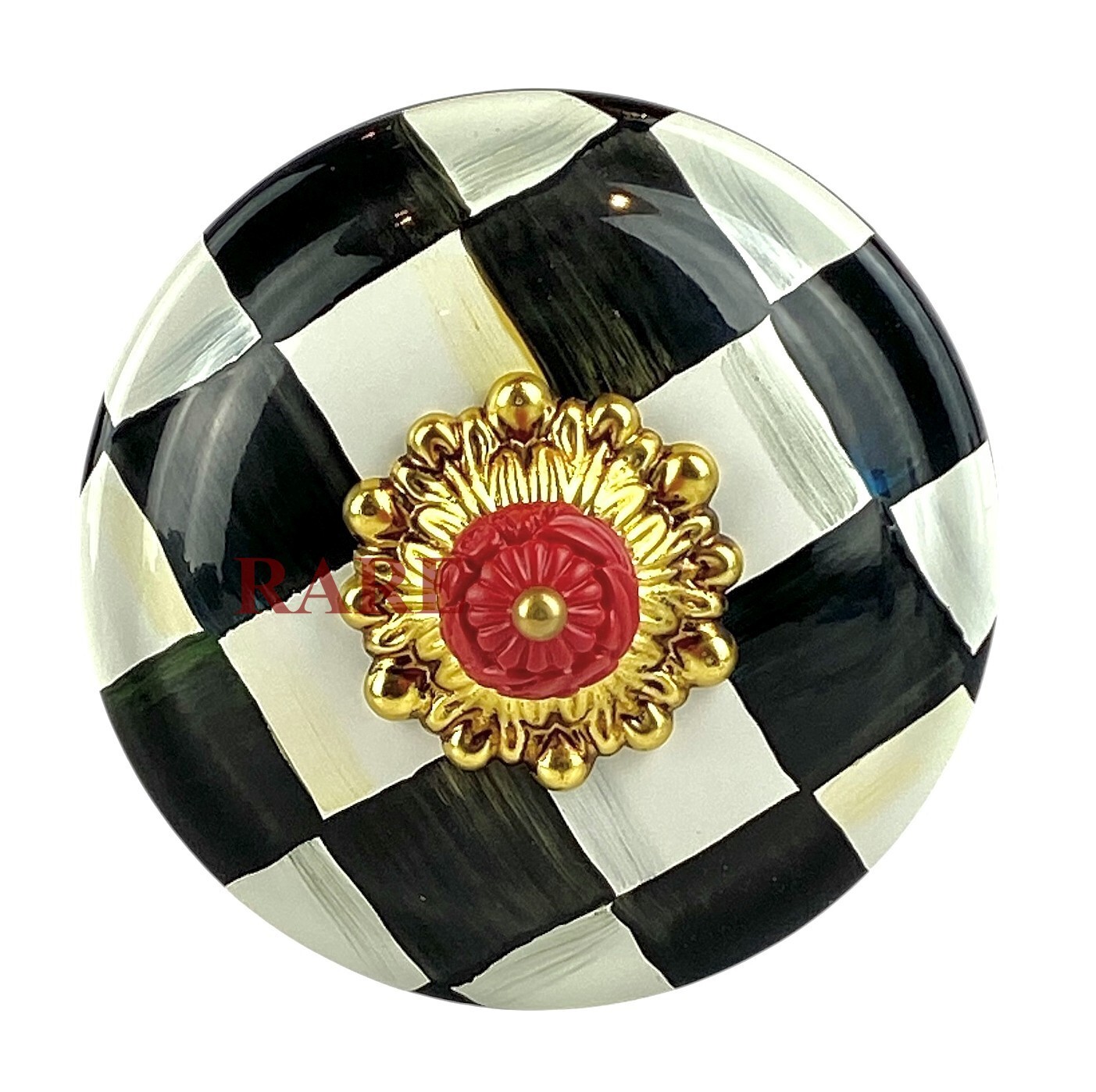 MacKenzie-Childs Courtly Check Enamel Large 9.75" Tall Canister New No Box