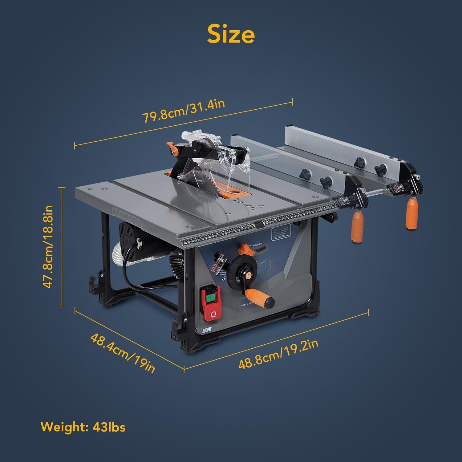 Portable Dust-Free Table Saw 15A 8-1/2in 98%Vacuuming Rate 5000RPM Woodworking