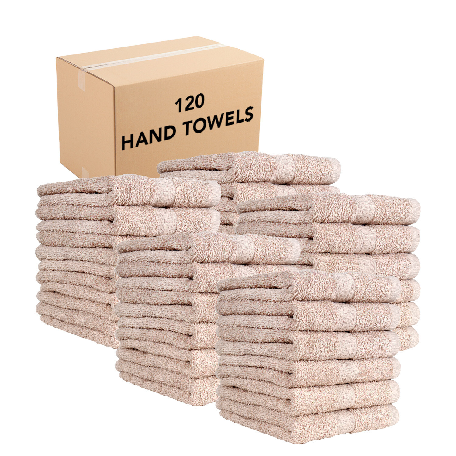 120 Bathroom Hand Towels, Bulk Value, 100% Ring-Spun Cotton, 16x27 Color Options