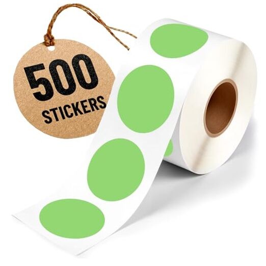 2 Inch Dot Matte Green Color Code Labels for Color Coding and 2 inches
