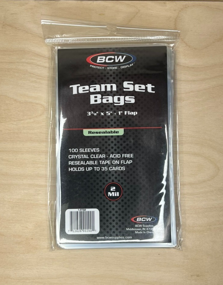 BCW 1 Pack. 100 Resealable Team Bags.  Trading Cards