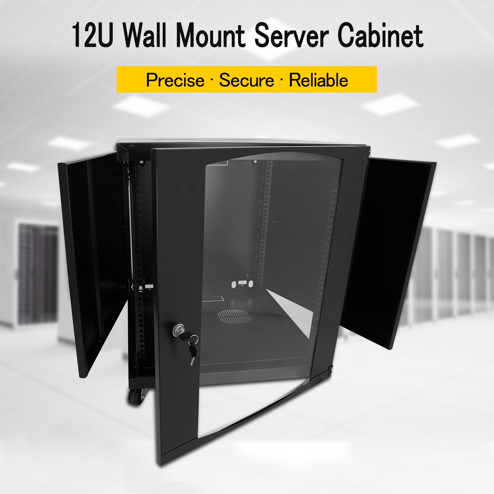 Raising Electronics 12U Wall Mount Network Server Cabinet Glass Door 600MM Deep