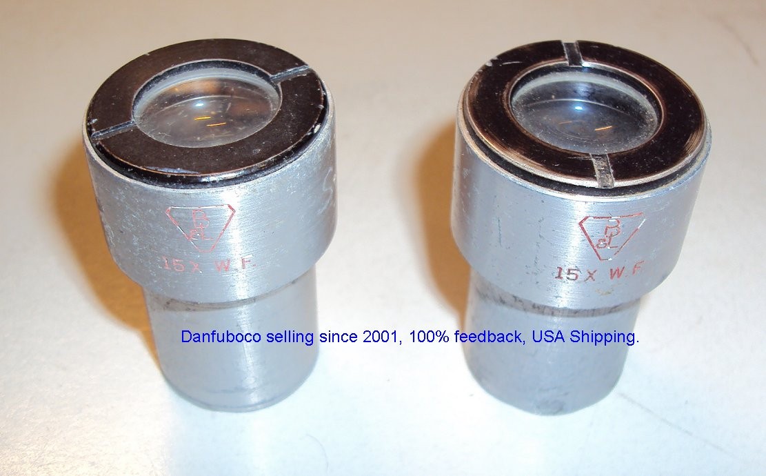 Bausch & Lomb , 15X W.F. Stereo Microscope Lens Used a set pair of 2 you get #1