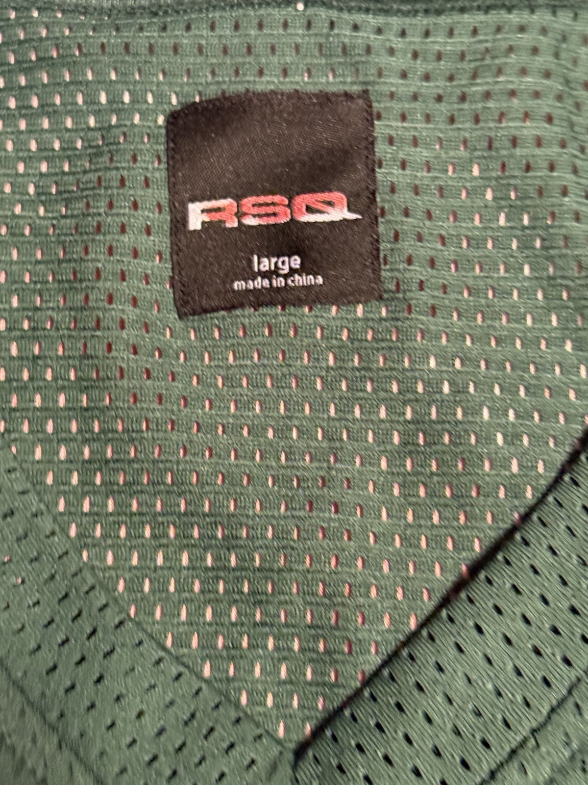 RSQ Football Jersey Men’s Size L, Green With White Numbers NWT