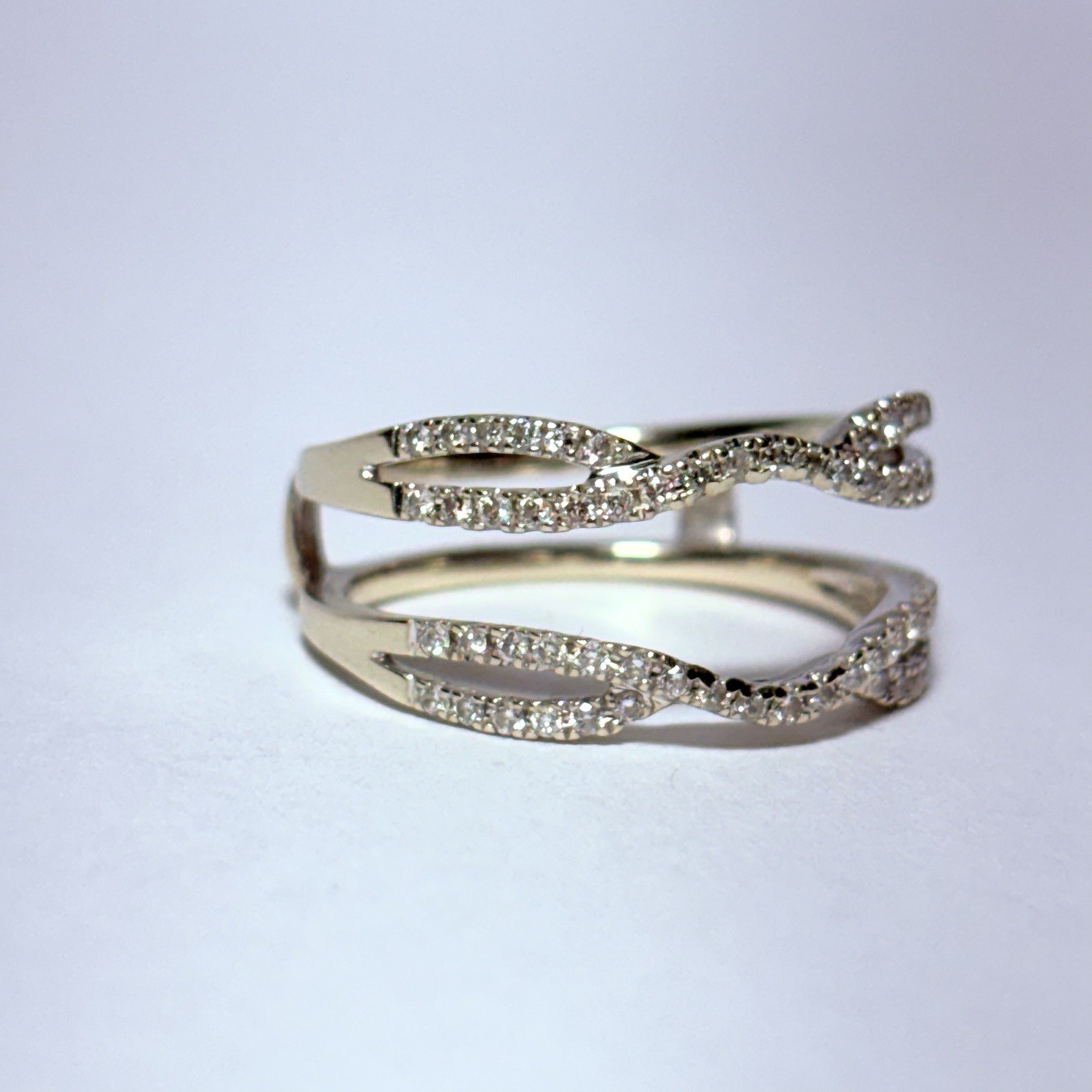 Unique Designs 14K White Gold 0.09ctw Diamond Size 7 Enhancer Ring 3.7g