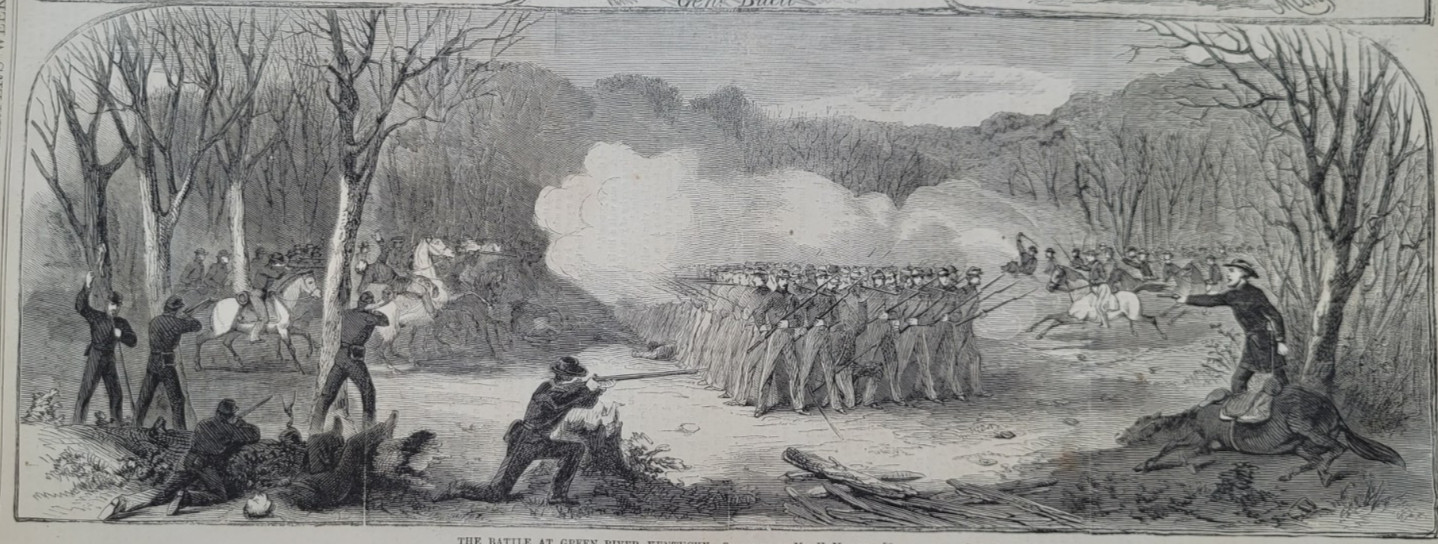The Battle at Green River Kentucky General Buell vintage print 1862