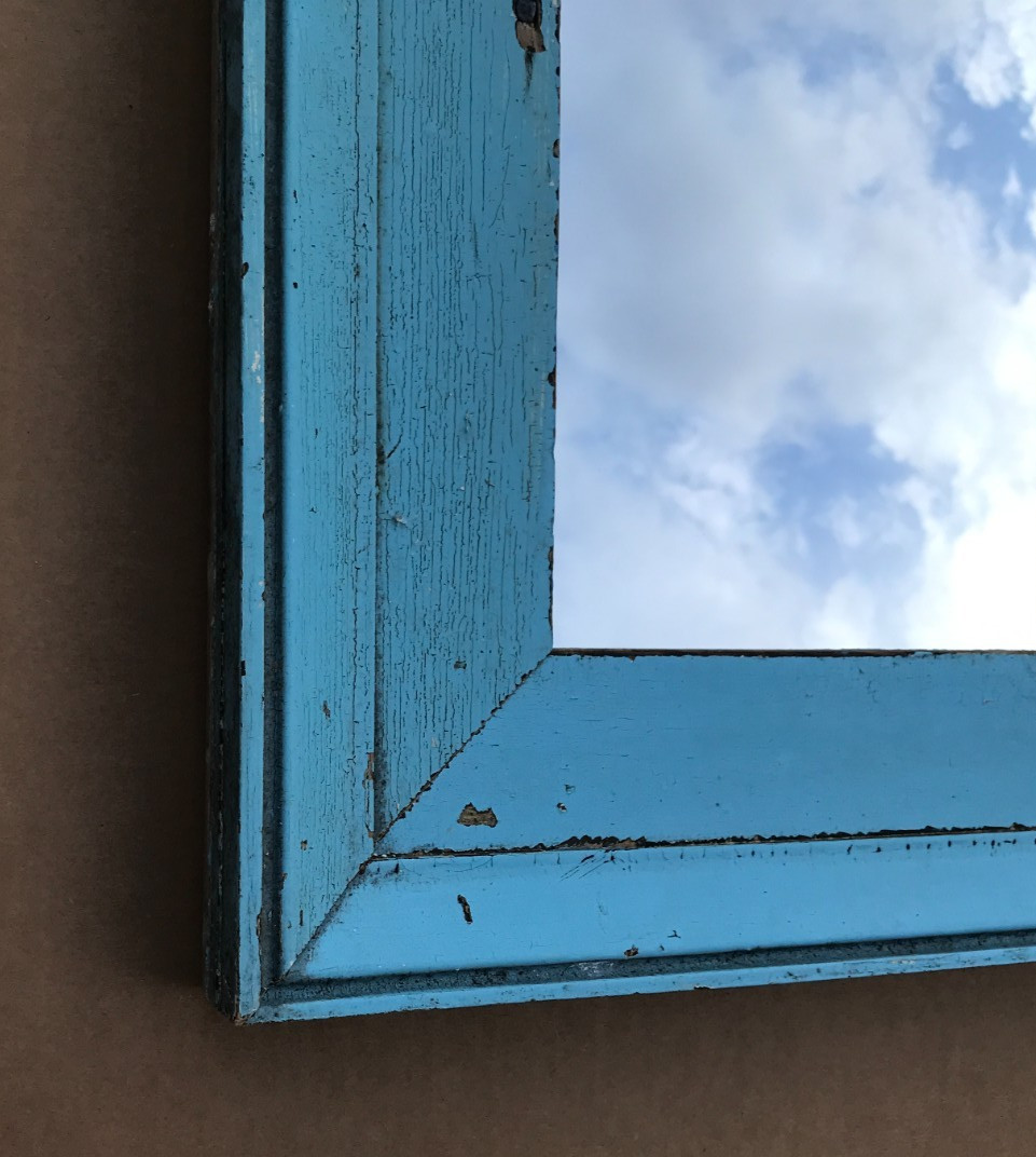 VTG Salvaged 18x27 Shabby Blue 2-Piece Wood 11x20 Mirror Chic Old 1617-25B