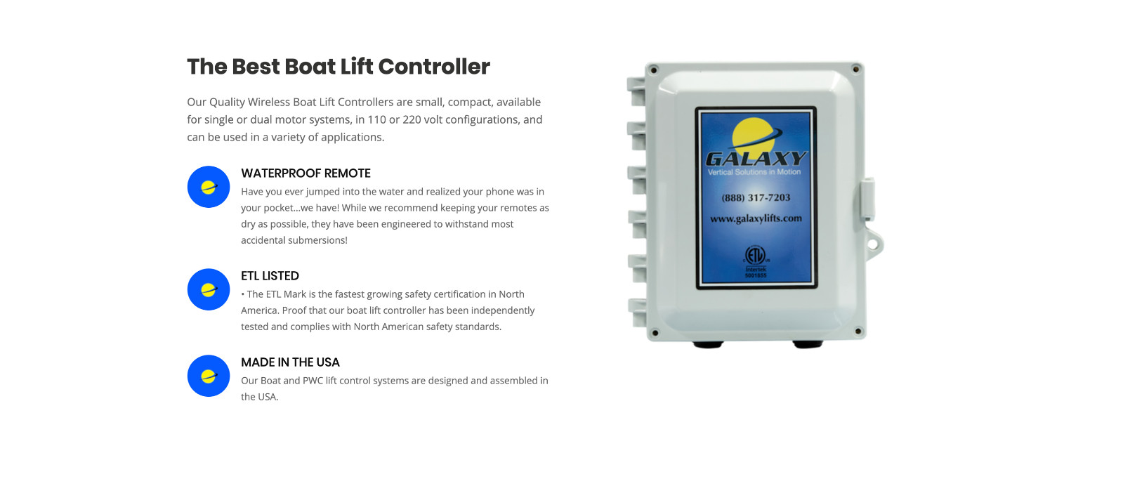 Galaxy Boat Lift Control Box with Remote