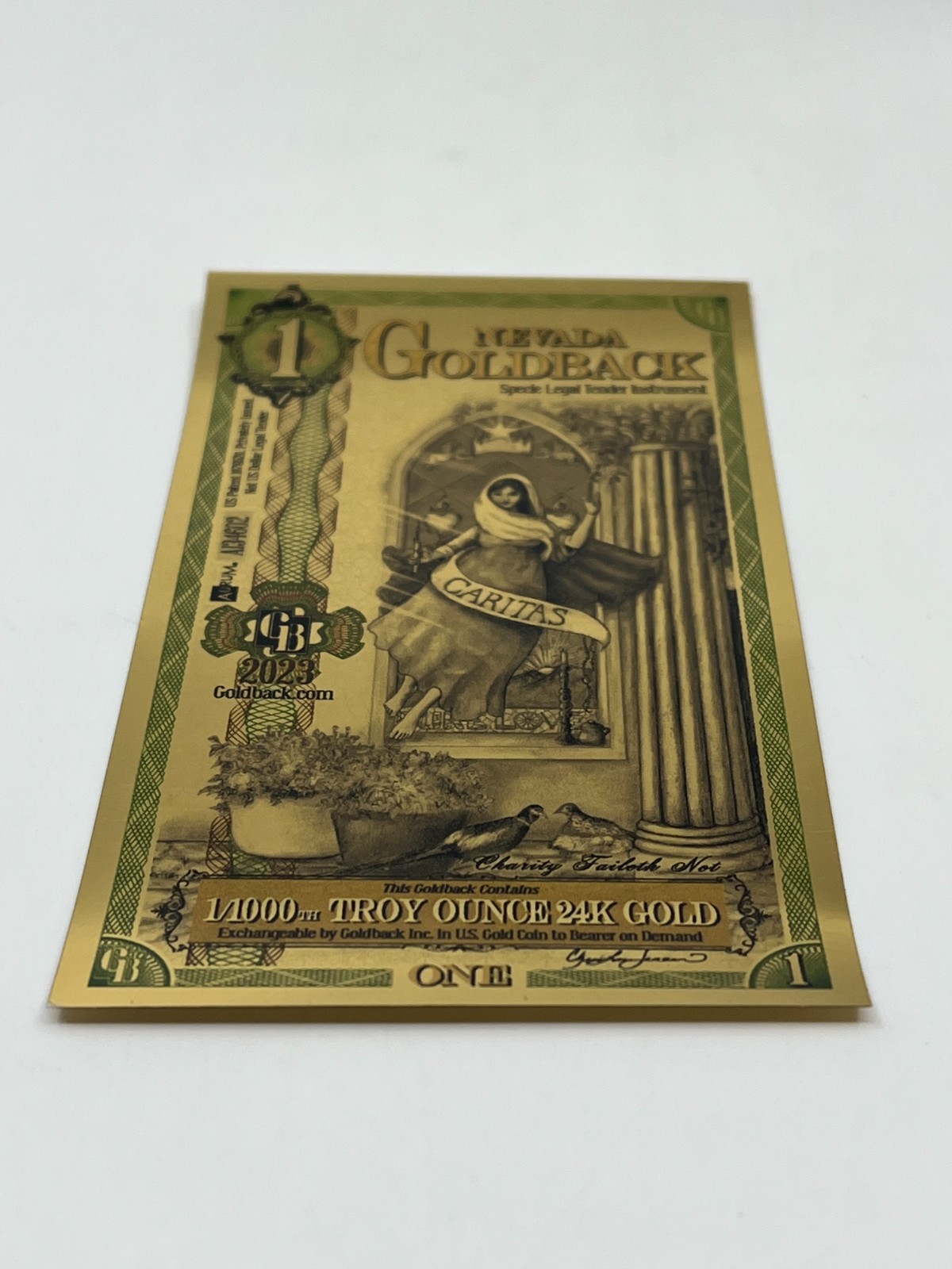 2023 One Nevada Gold Back 1/1000th Troy Ounce 24k Gold