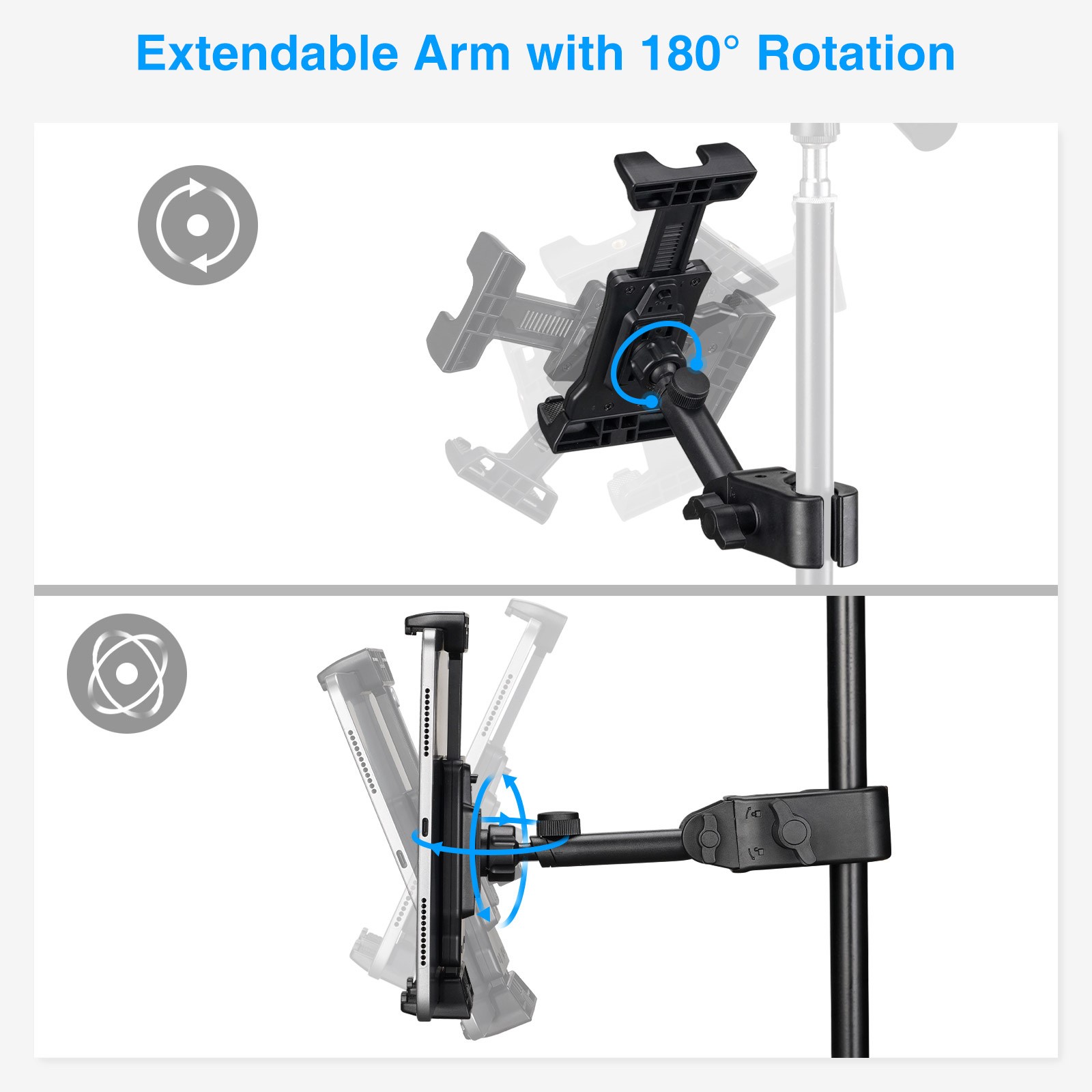 Mic Stand Adjustable Microphone Phone Holder Mount iPad iPhone All 4.7-13.5 Inch