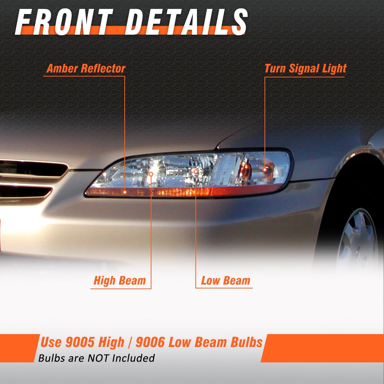 Compatible with Accord 2/4Dr Headlamp for Honda Accord Headlights Assembly