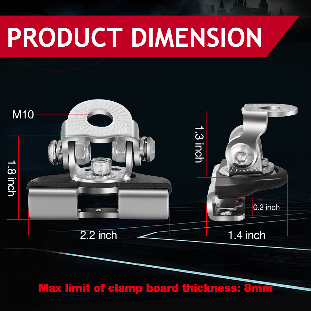 2x Universal A Pillar Hood Mount Bracket Clamp Holder LED Ditch Light Bar Pods