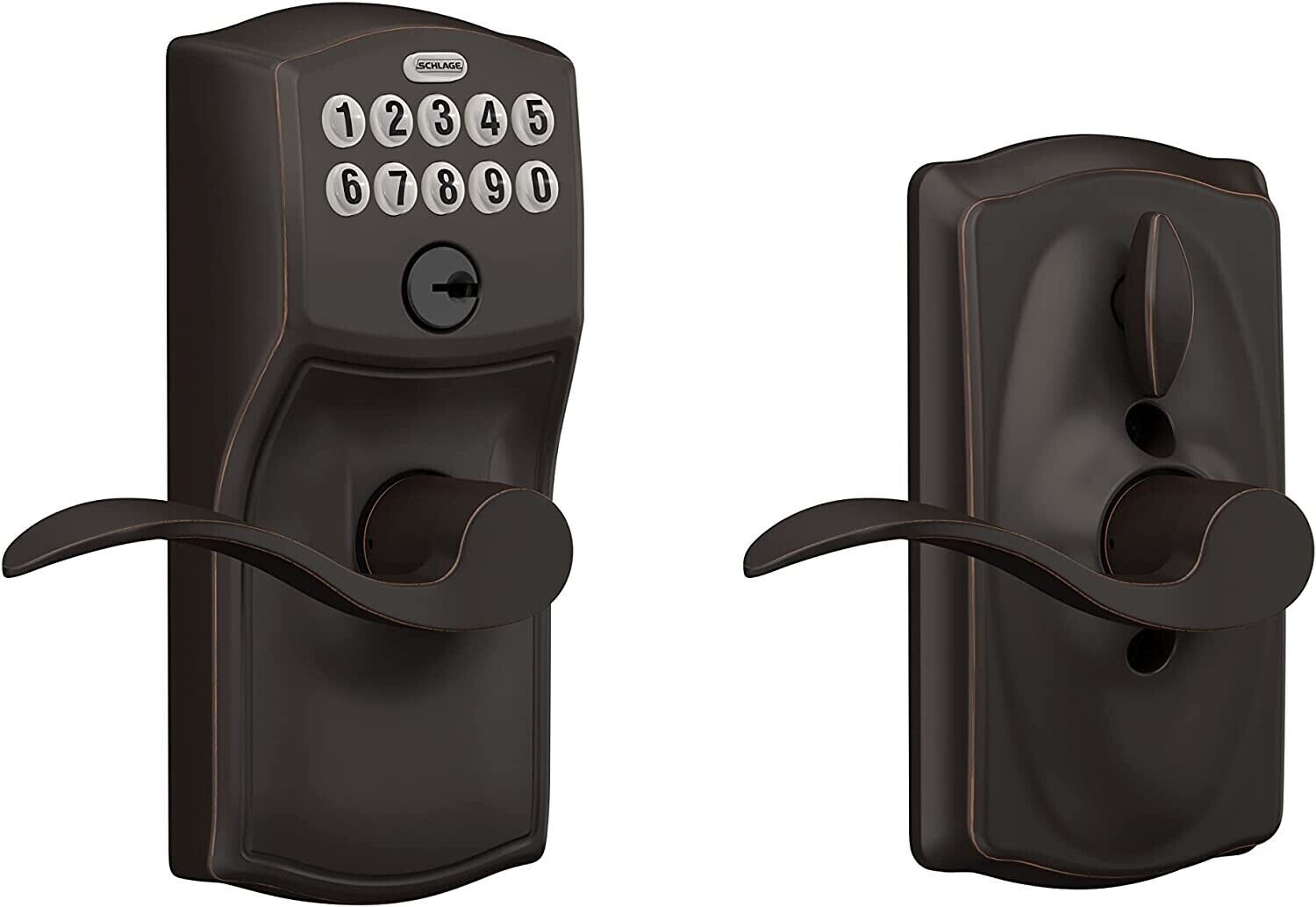 SCHLAGE FE595 V CAM 716 ACC Camelot Keypad Entry & Flex-Lock In Aged Bronze