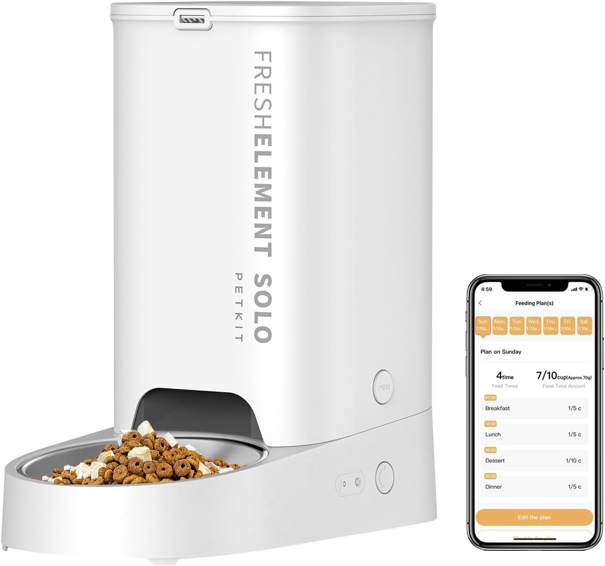 PETKIT 3L Automatic Cat Feeder 2.4GWiFi Automatic Dog Feeder Schedule Feeding