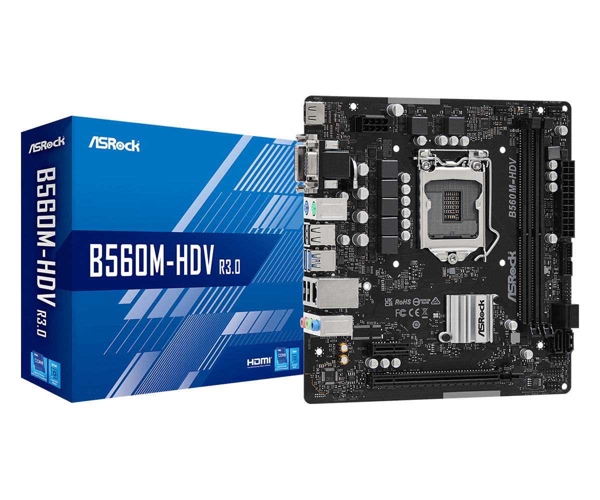 ASRock B560M-HDV R3.0 Intel 10/11th Gen (LGA1200)  MicroATX Motherboard