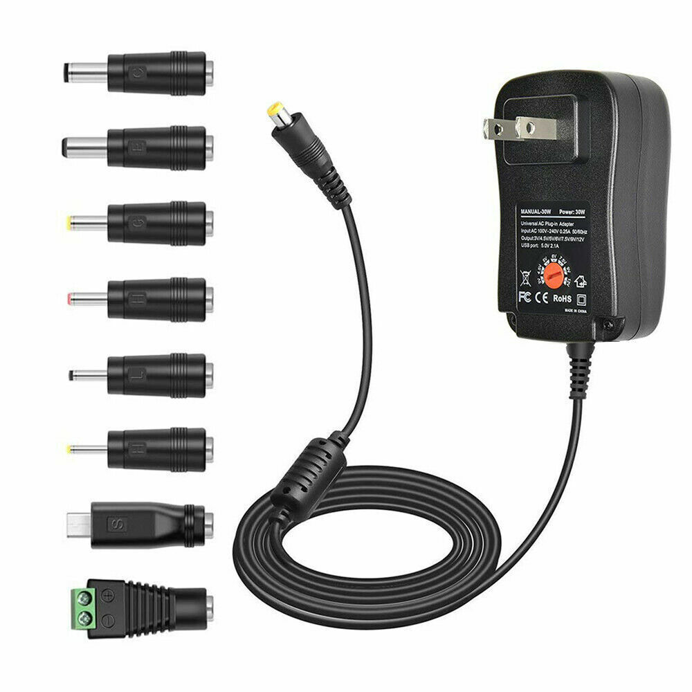 12W 3V-12V Universal AC Adapter Power Supply Wall Charger Cord for DC Charger US