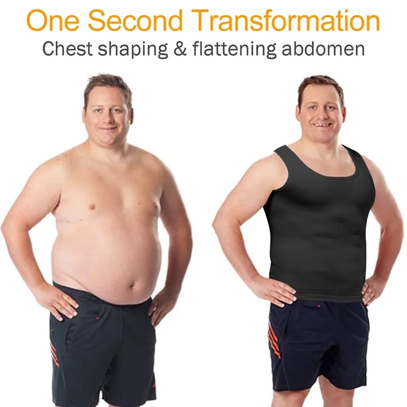 Mens Body Shaper Slimming Shirt Compression Vest Elastic Slim Shapewear Tank Top