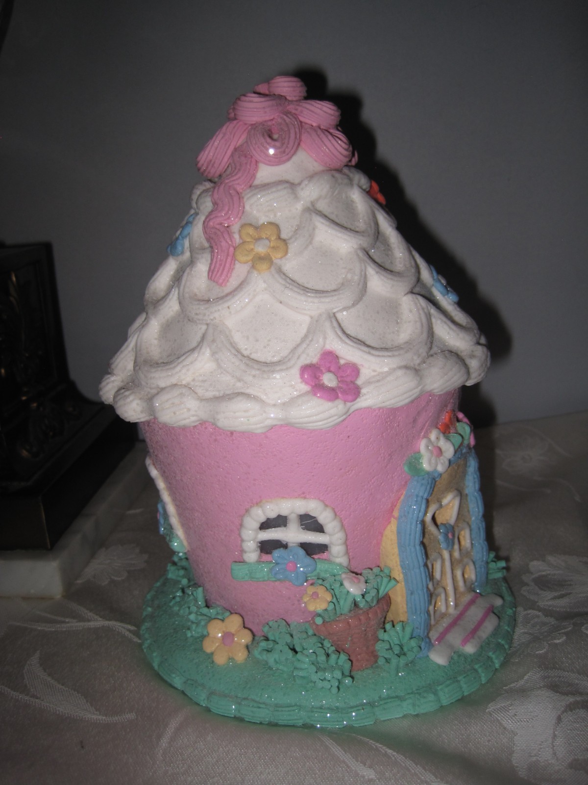 Cupcakes & Cashmere SUGARED Pastel Easter light up cupcake house with lamb