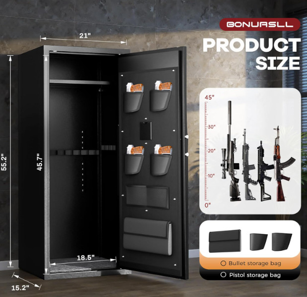 12-15 Gun Safe for Rifles, Fireproof Gun Safe for Rifles and Pistols