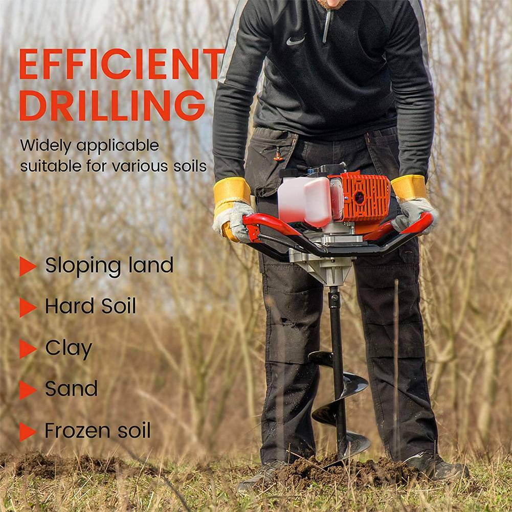 85CC Gas Post Hole Digger Kit with 3 Augers and 2 Extensions