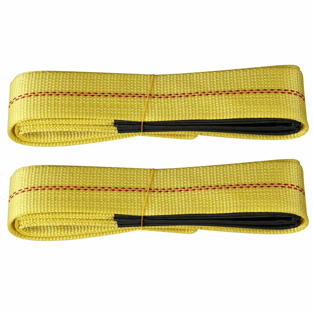 2Pack 6ft x 2in Lifting Sling Straps with Heavy Duty Flat Loops 10000LBS Nylon