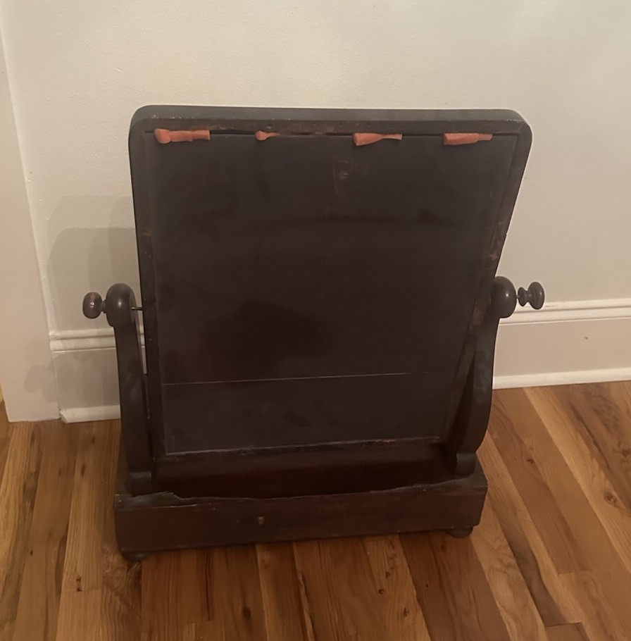 Antique English Georgian Mahogany Shaving Stand Dressing Table w Swing Mirror