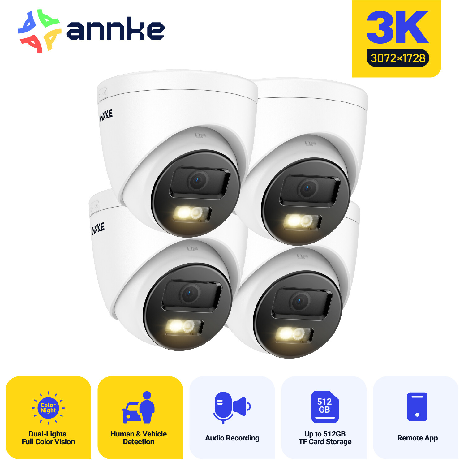 ANNKE HD 5MP Turret Audio POE IP Security Camera Color Night Vision IP67 AC500