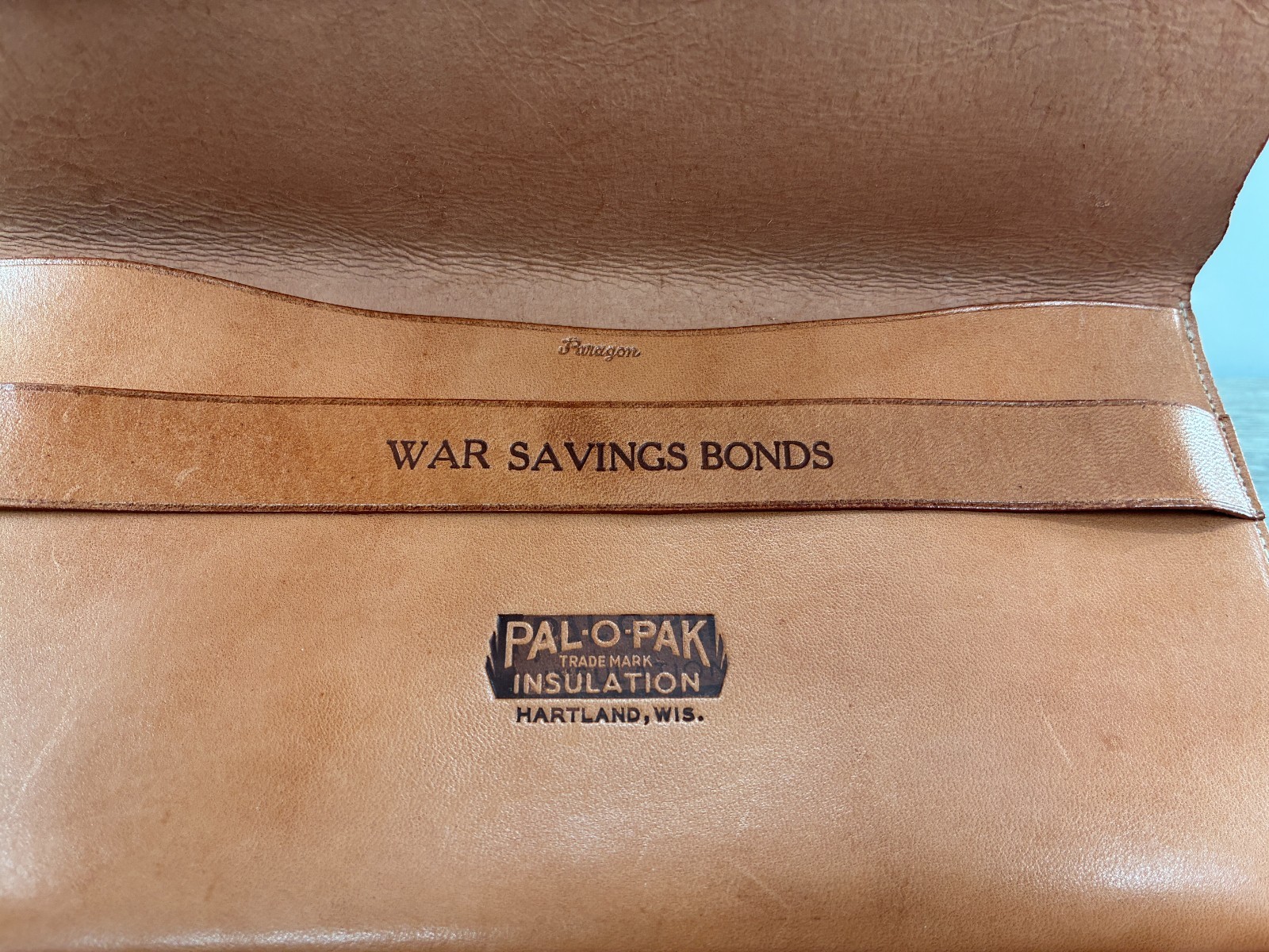 Vintage WW2 War Bonds Leather Wallet Holder Keep Em Flying Pal O Pak Hartland Wi