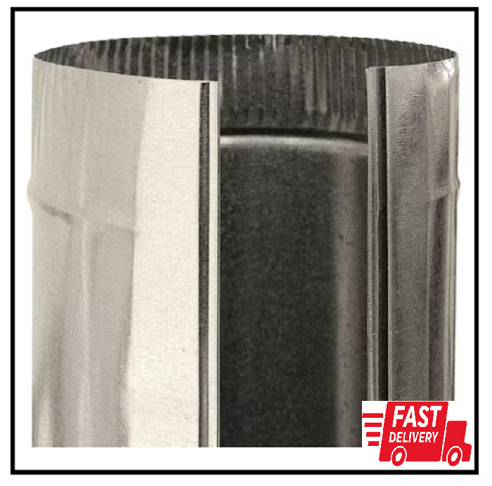 Round Metal Duct Pipe 8 in x 5 ft. Heating Cooling HVAC Crimped Galvanized Steel