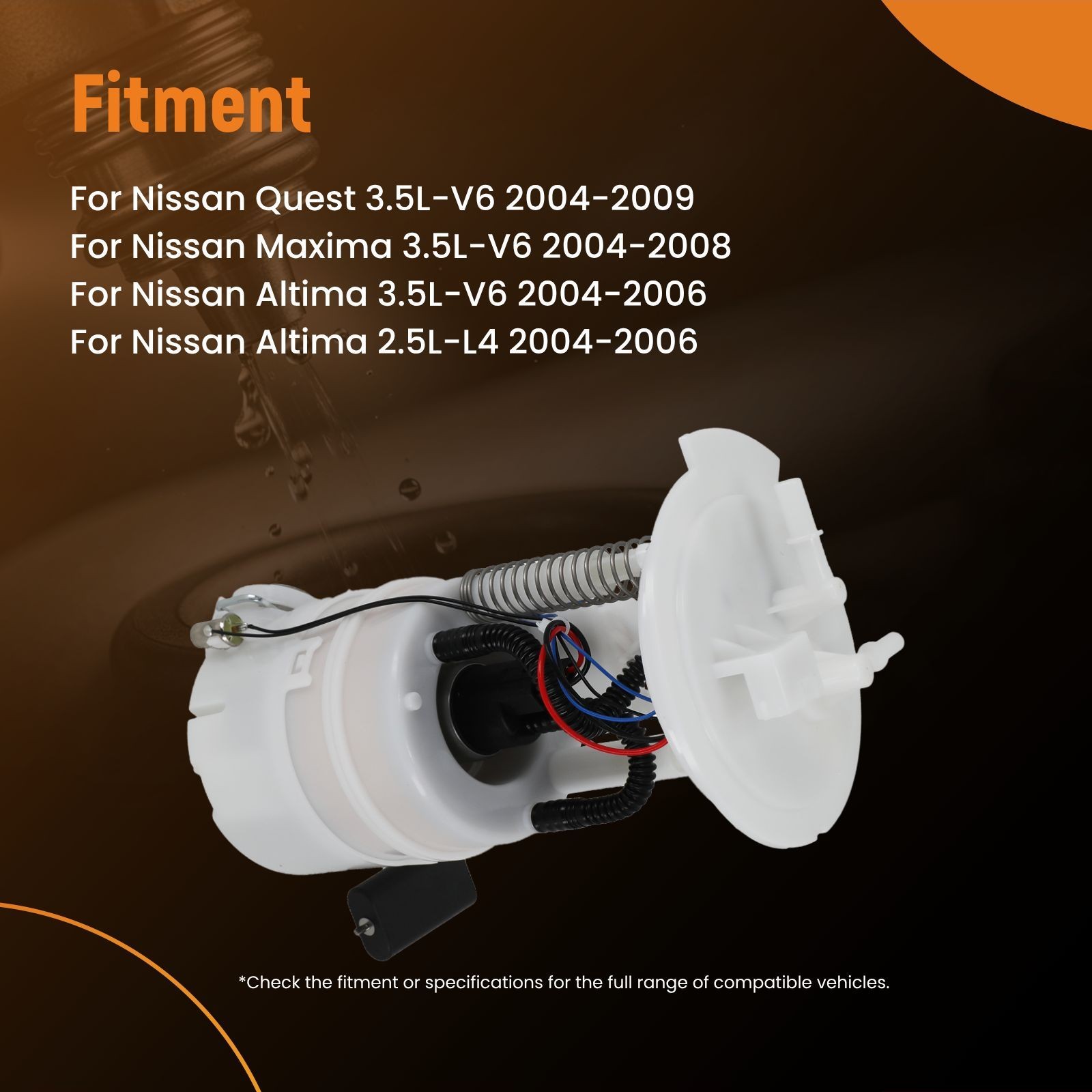 Fuel Pump Assembly for Nissan Maxima Quest 3.5L Altima 2.5L 3.5L 04-09 E8545M