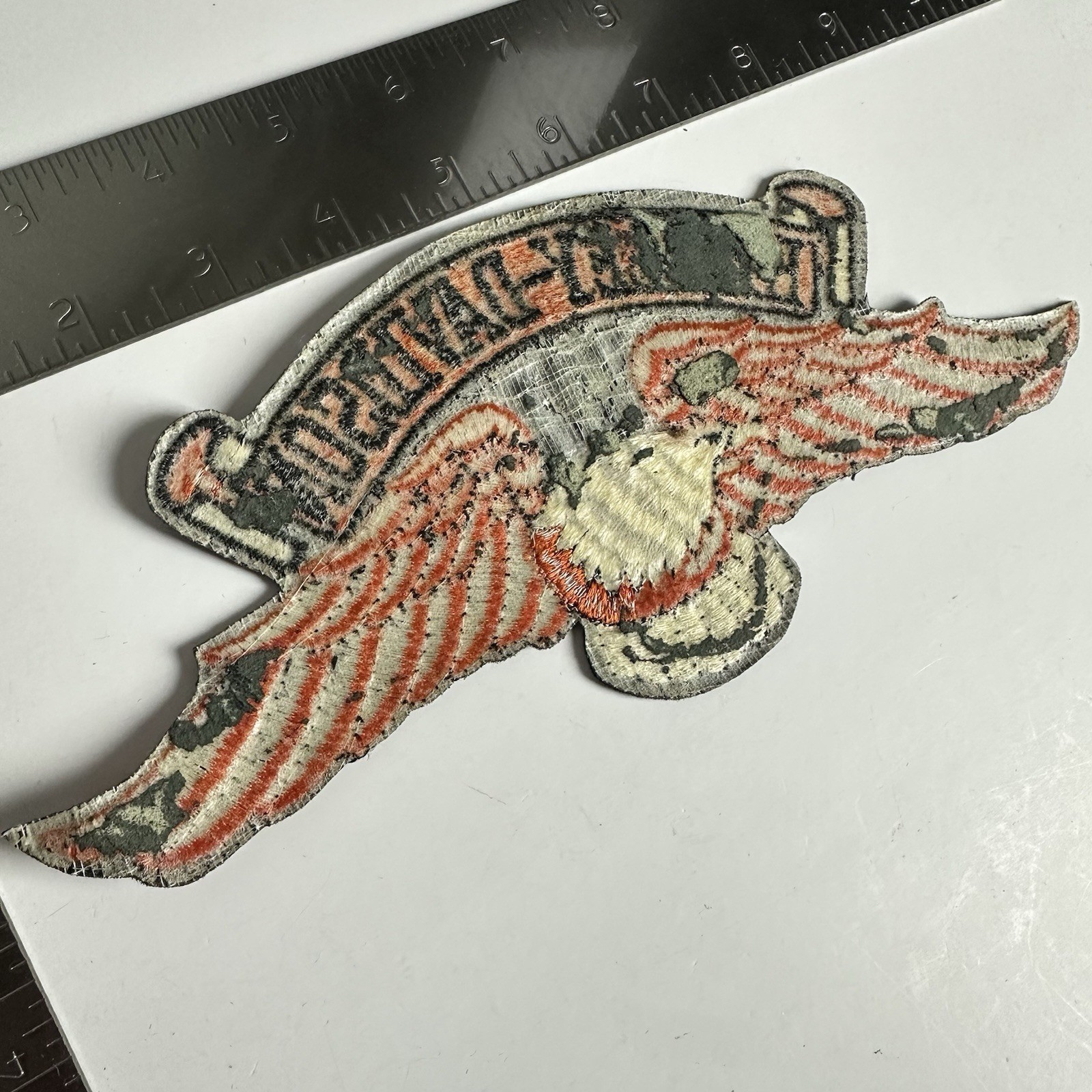 Vintage Harley-Davidson Emblem Orange Eagle Wings Logo Embroidered Back Patch