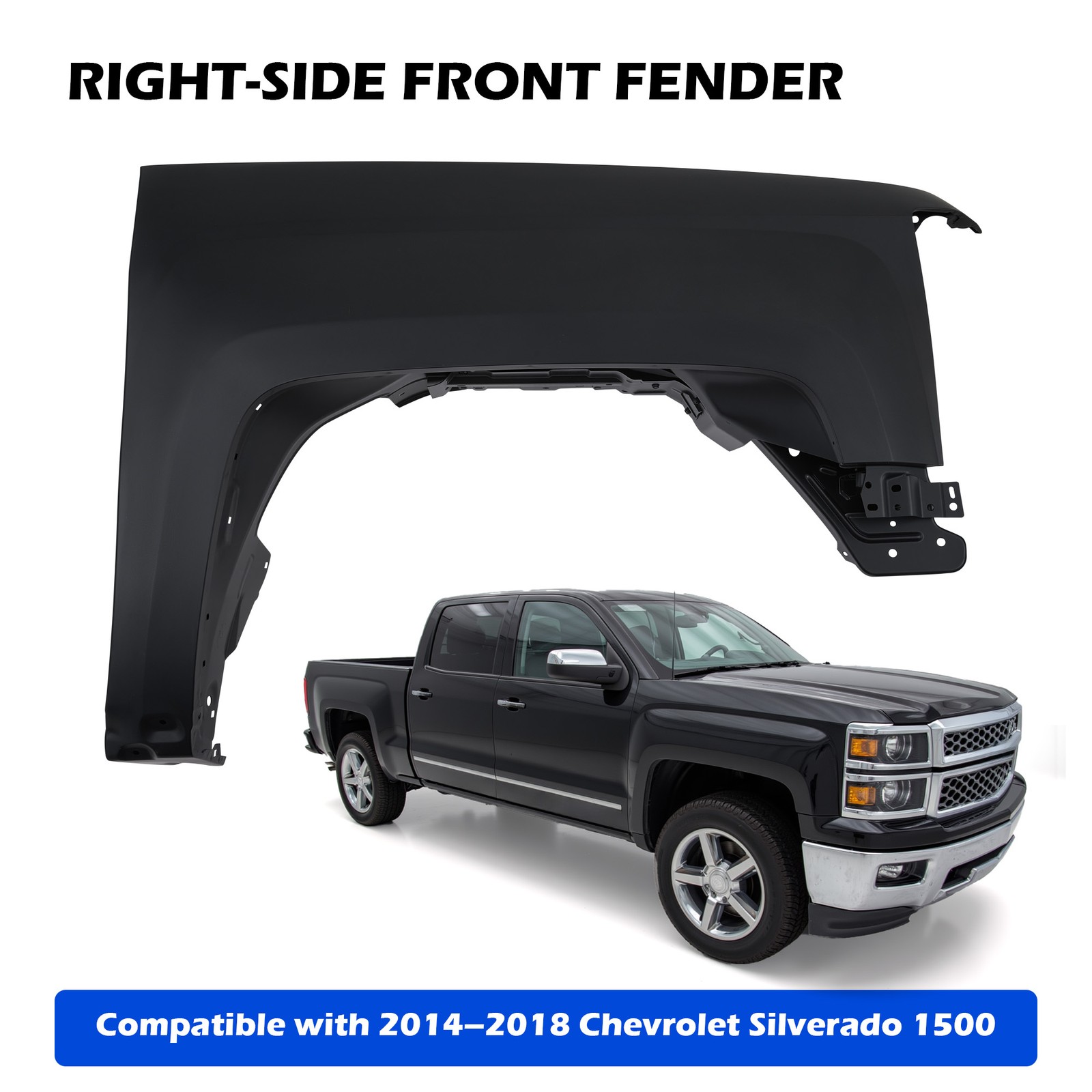 Fender For Chevrolet Silverado 1500 2014-2018 Front Passenger-Side RH Assembly