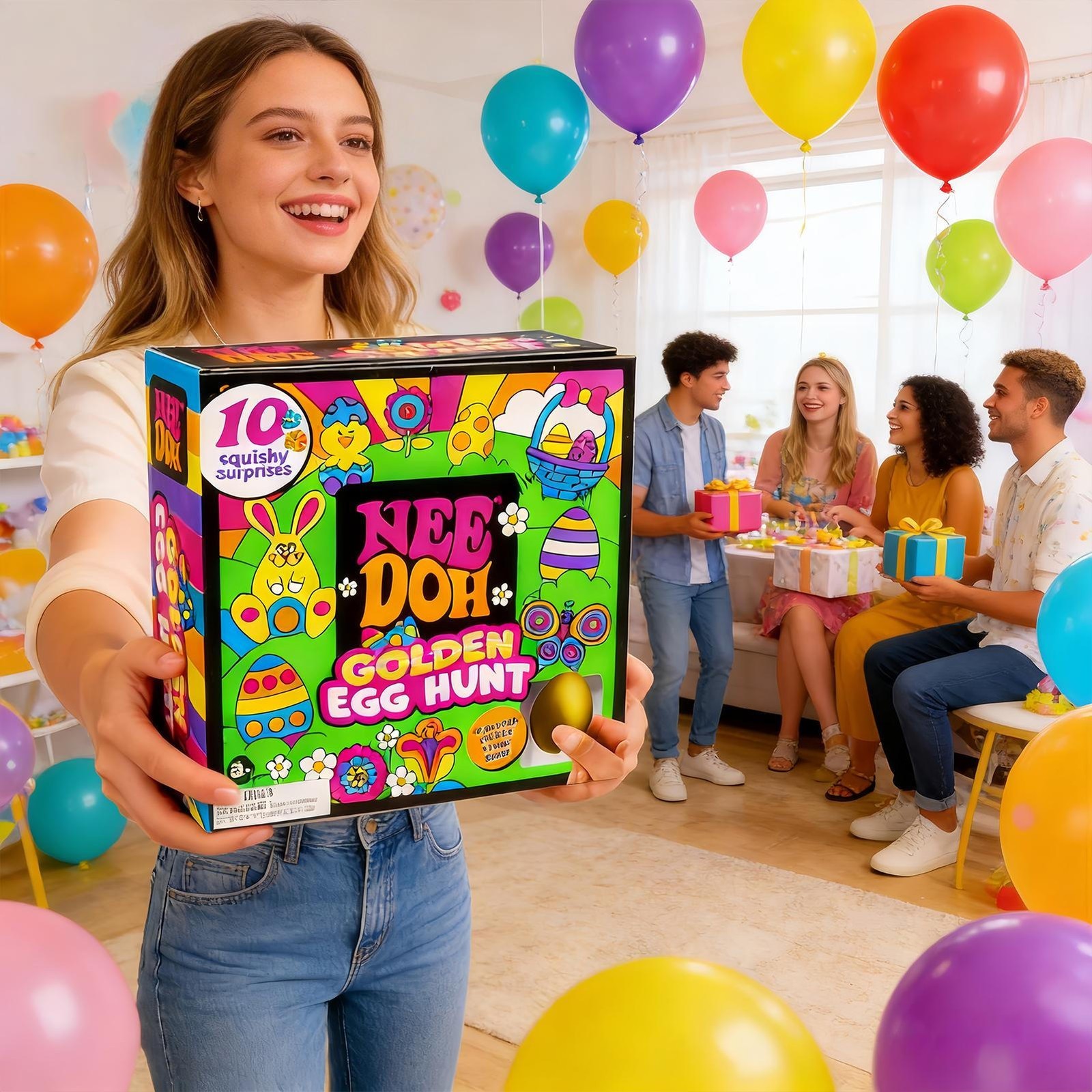 Nee Doh Easter Desk Decor Golden Egg Hunt Game Holiday Collectibles