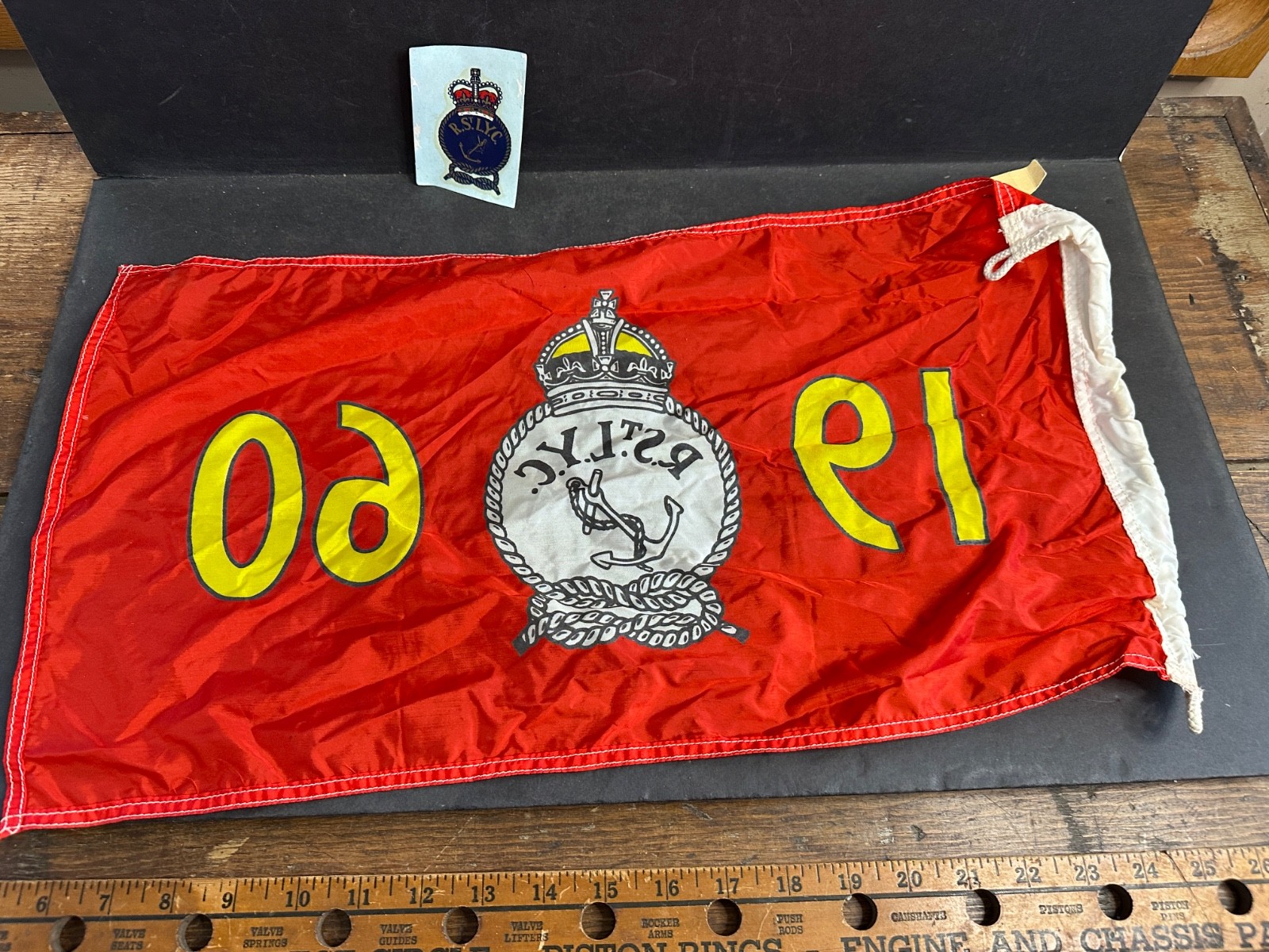 Vintage 1960 Royal St. Lawrence Yacht Club Burgee, Flag, & Decal, Dorval Quebec