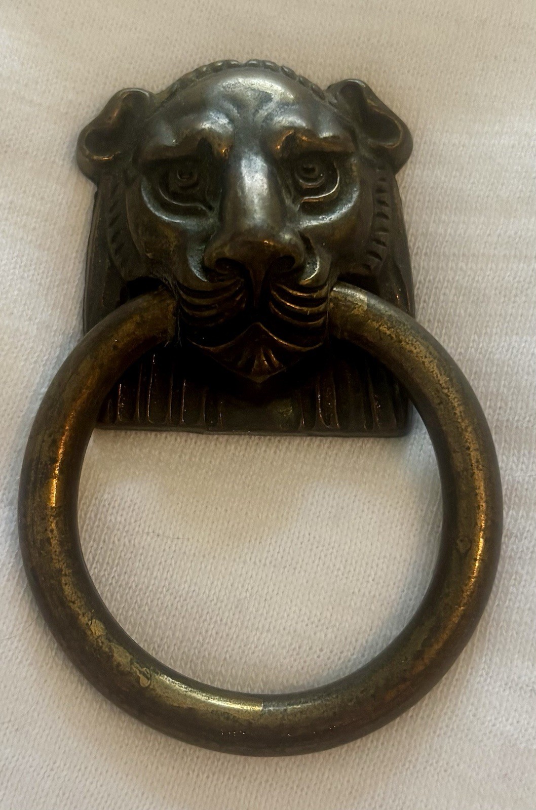 Vintage Lion Drawer Pull Door Knocker Brass Tone