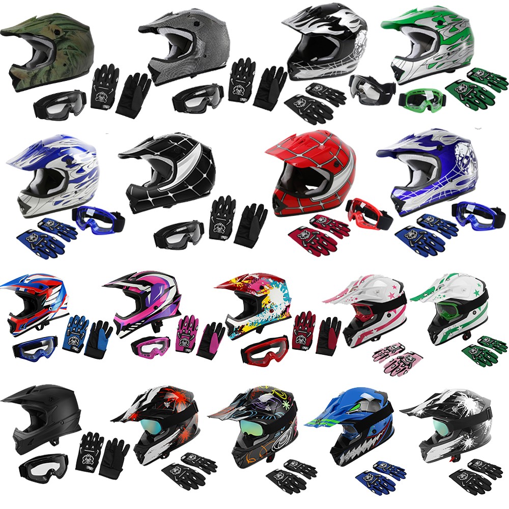 DOT Youth Kids Motorcycle Helmet Off-Road Dirt Bike Street Racing ATV UTV S-XL