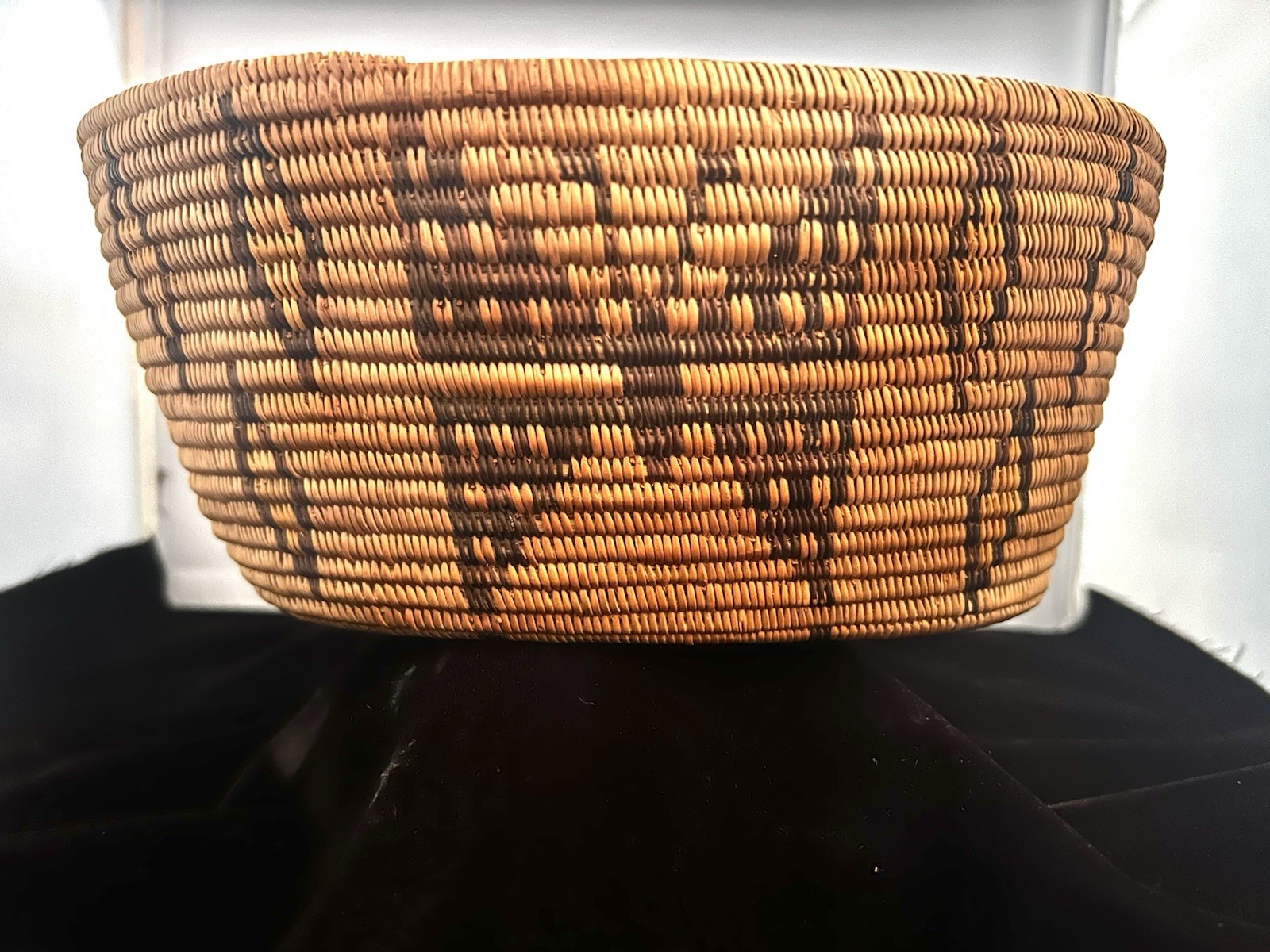 Rare Panamint California Native Basket Butterfly Diamond Zig Zag Polychrome