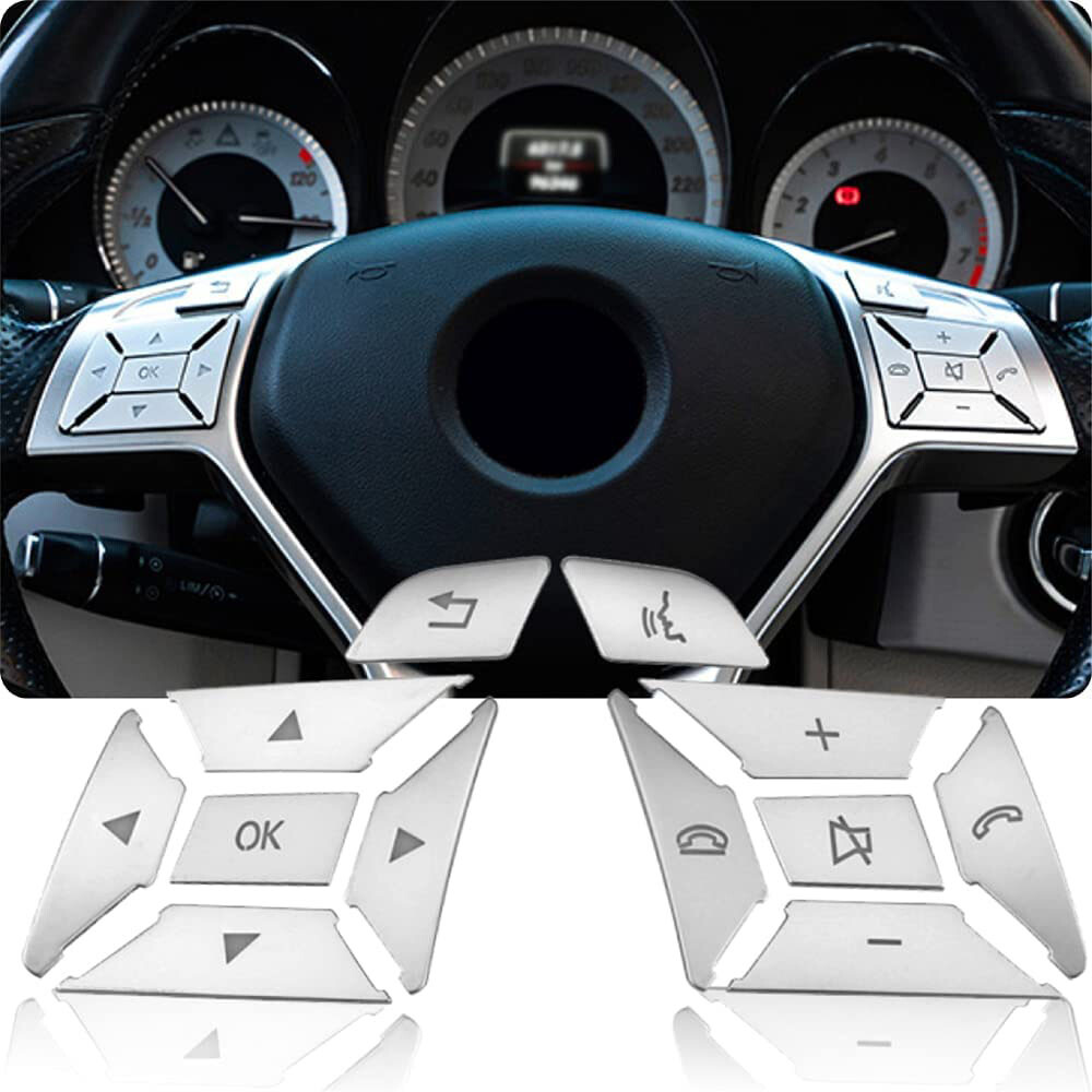 12X Steering Wheel Button Silver Trim For Mercedes Benz E C G Class W204 2012-16