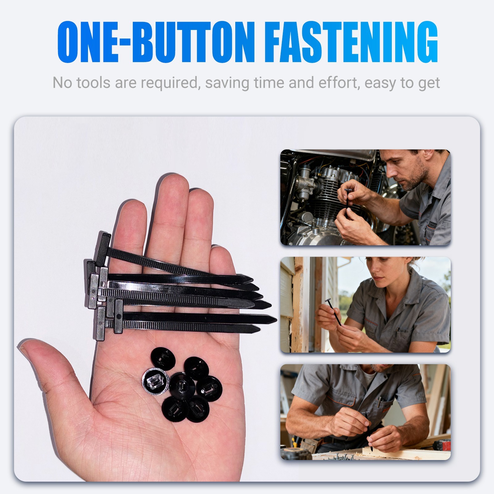 NEW 50PCS Nylon Universal Cable Tie Buckle+Self-Locking Nylon Zip Ties Holder