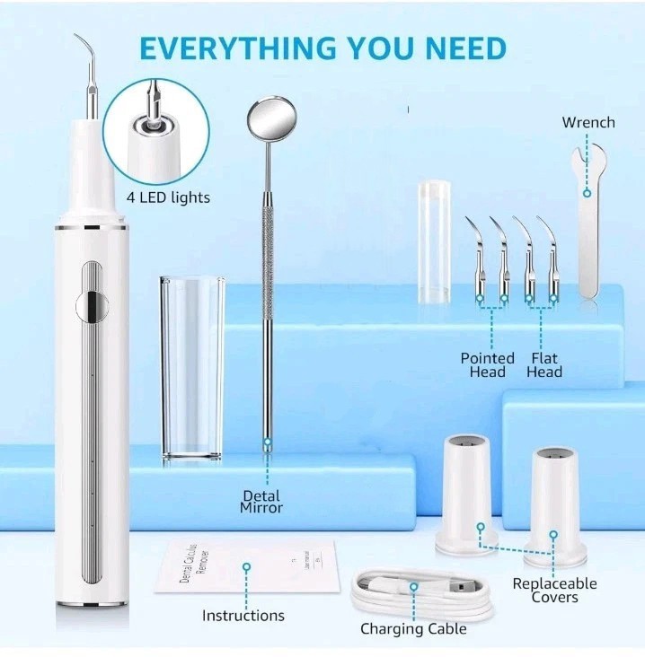 Ultrasonic Tooth Cleaner Tartar Plaque Remover Electric Dental Whiten Kit Scaler