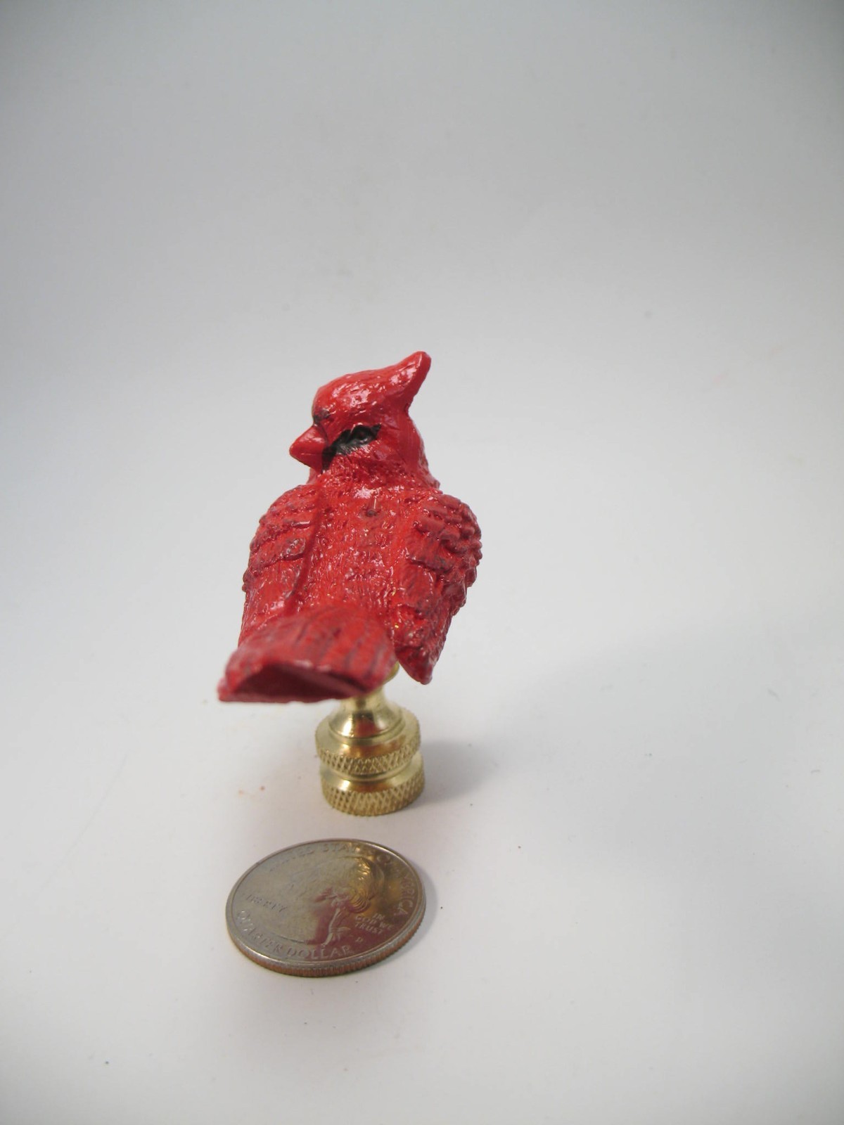 Lamp Finial Red Bird Cardinal Brass Hardware 46BD