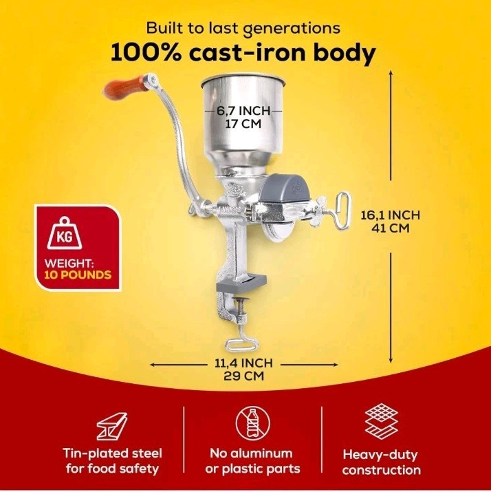 GENUINE Corona® Manual Hand Mill Grinder for Grains, Corn, & Beans