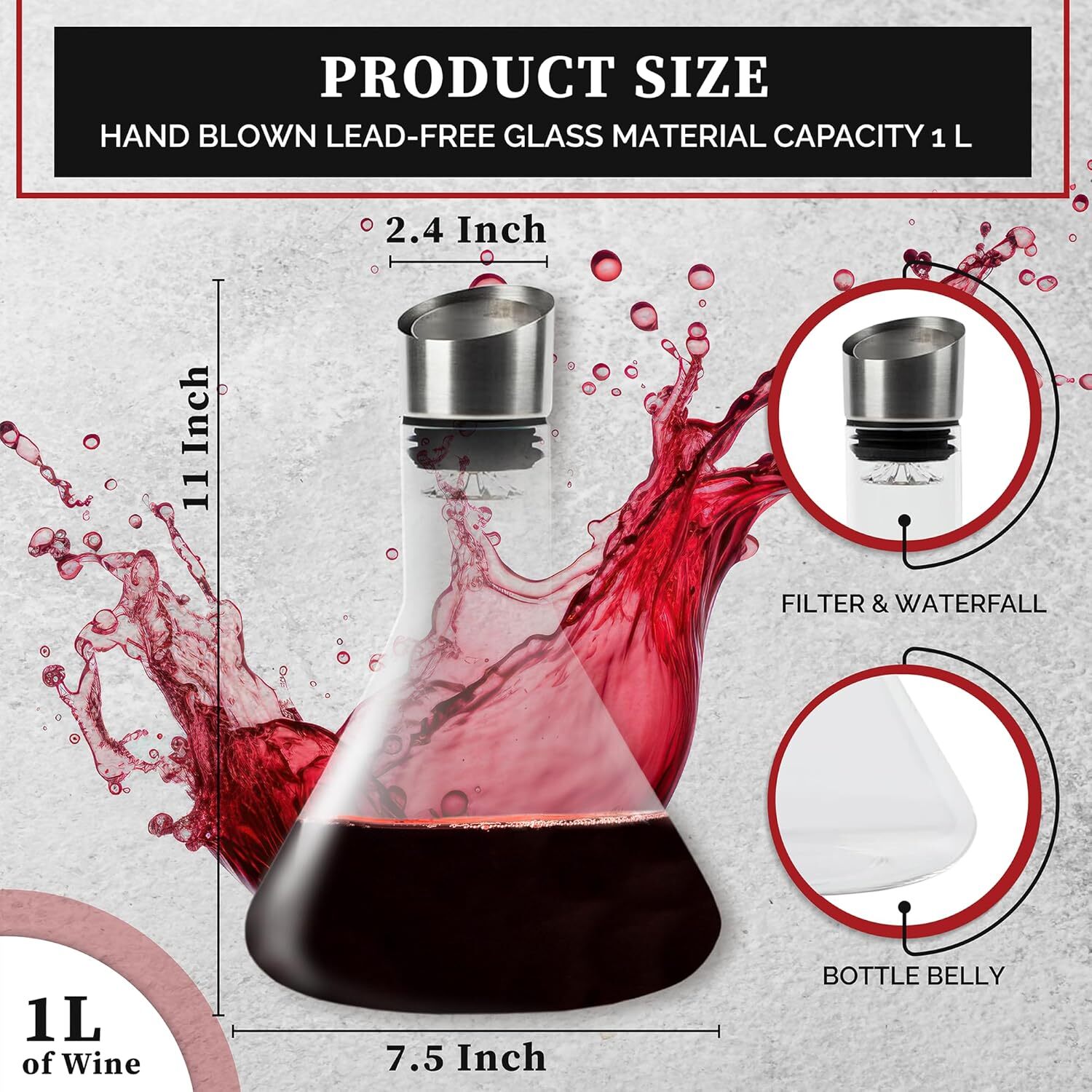 LEVARE Wine Decanter Set,Red Wine Carafe with Built-in-Aerator,Wine Aerator,W...