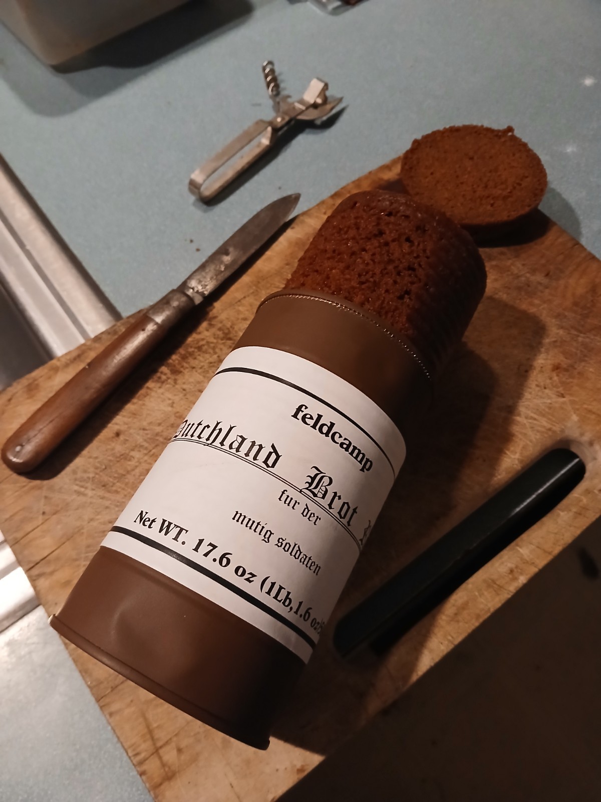 WW2 German reproduction field ration . Brown bread in airtight can, eatable