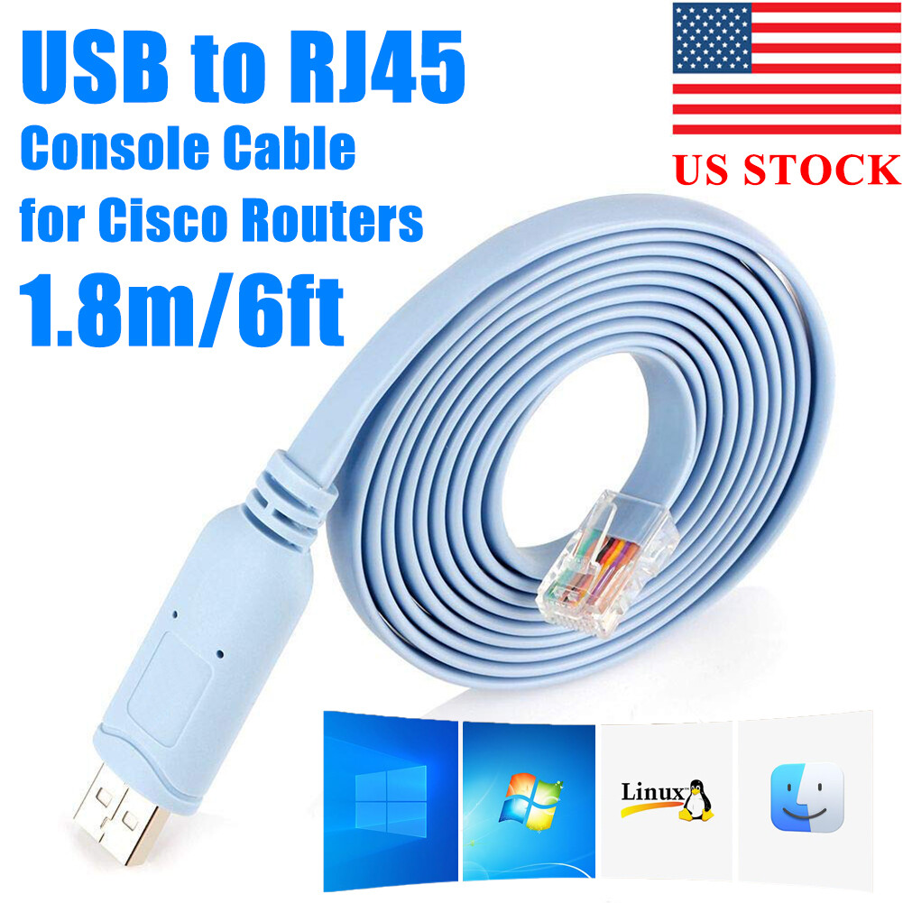 USB to RS232 Serial to RJ45 CAT5 Console Adapter Cable for Cisco Routers FTDI